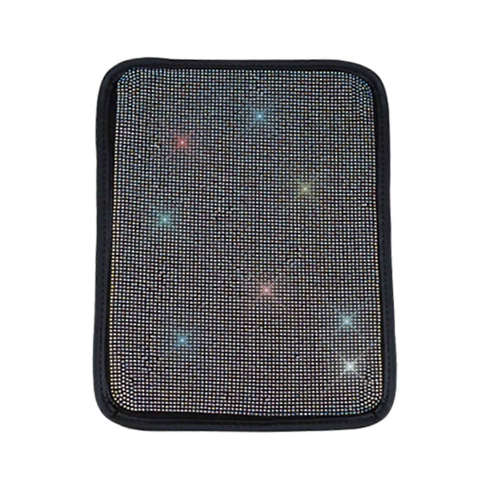 11 x 8 inch Auto Armrest Pad Cover Soft and Comfortable Anti-slips Memory Foam Armrest Cushion Pad with Colorful Bling Crystal Rhinestones Car Accesso