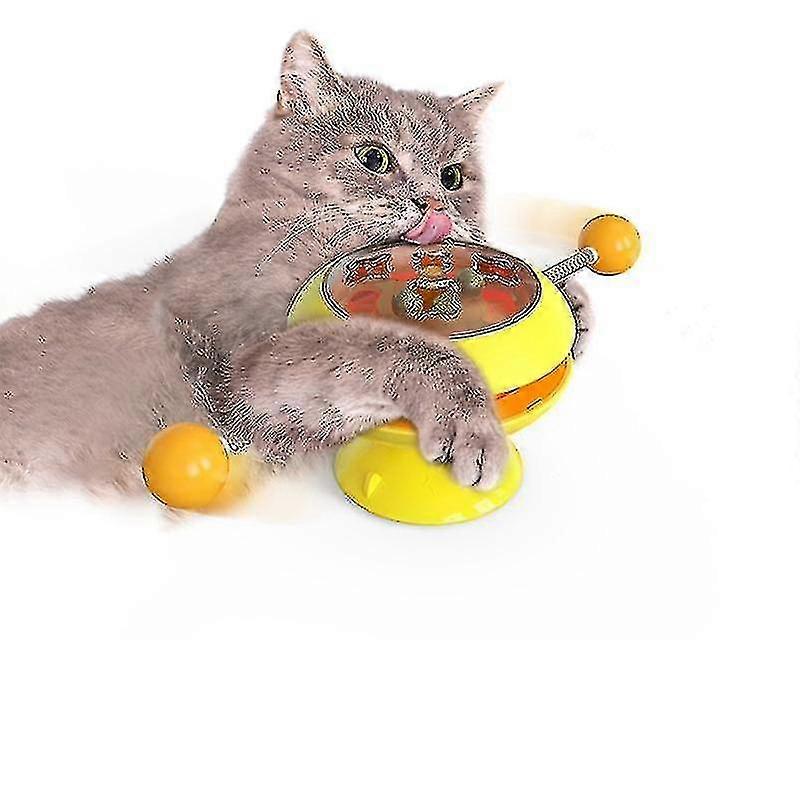 For Windmill Toys For Cats Puzzle Whirling Turntable Play Game Toys Training Kitten (yellow) Ws8055