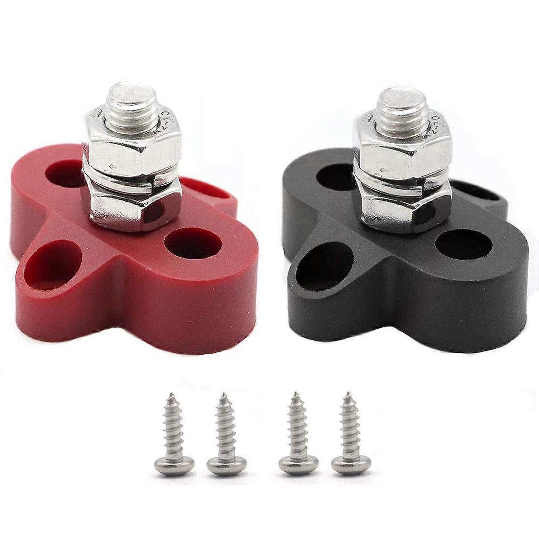 2Pcs 5/16 Inch DC 48V Busbar Power Terminal Block M8 Positive Negative Power Distribution Stud for RV Ship Boat