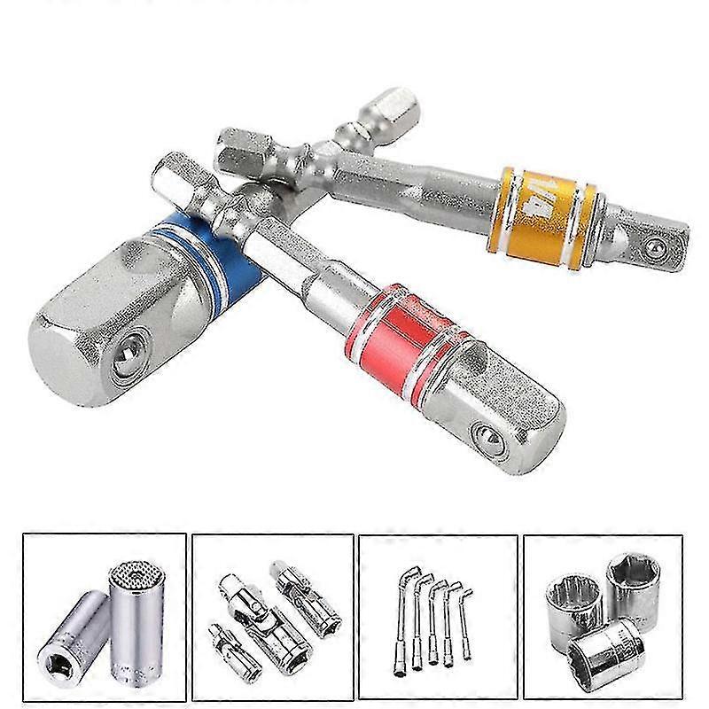 3pcs Drill Socket Adapter Socket Extension Drill Bits 1/4" 3/8" 1/2" Hex Shank Square Head Drill Bit