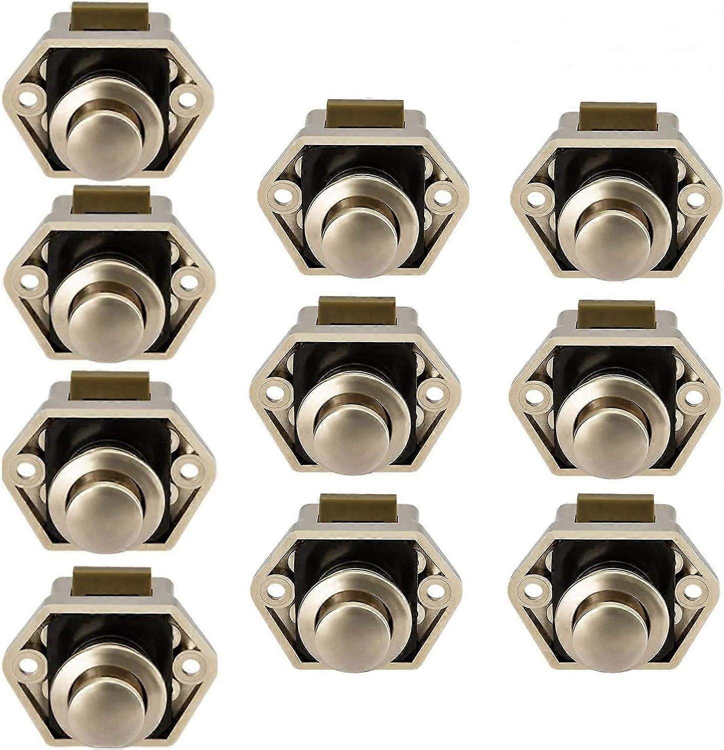 Push Button Latch Keyless Cabinet Lock Clasp Cupboard Door Knob for RV Motor Caravan 10pcs Nickel