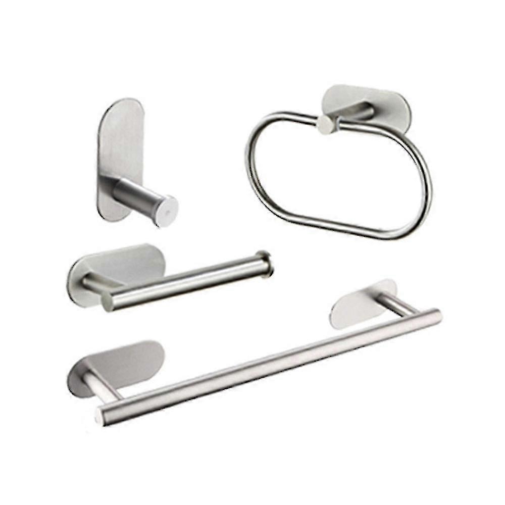 Bathroom Four-piece Set Robe Hook Towel Rail Bar Rack Silver
