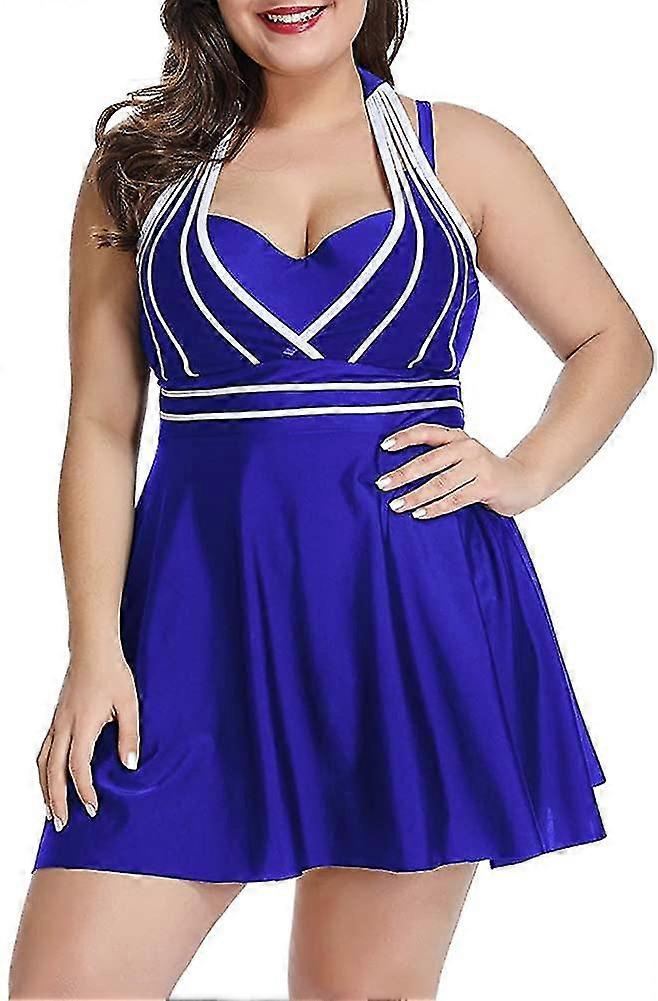 طقم ملابس سباحة راهب للسيدات بلس مقاس قطعتين - 5xl - أزرق