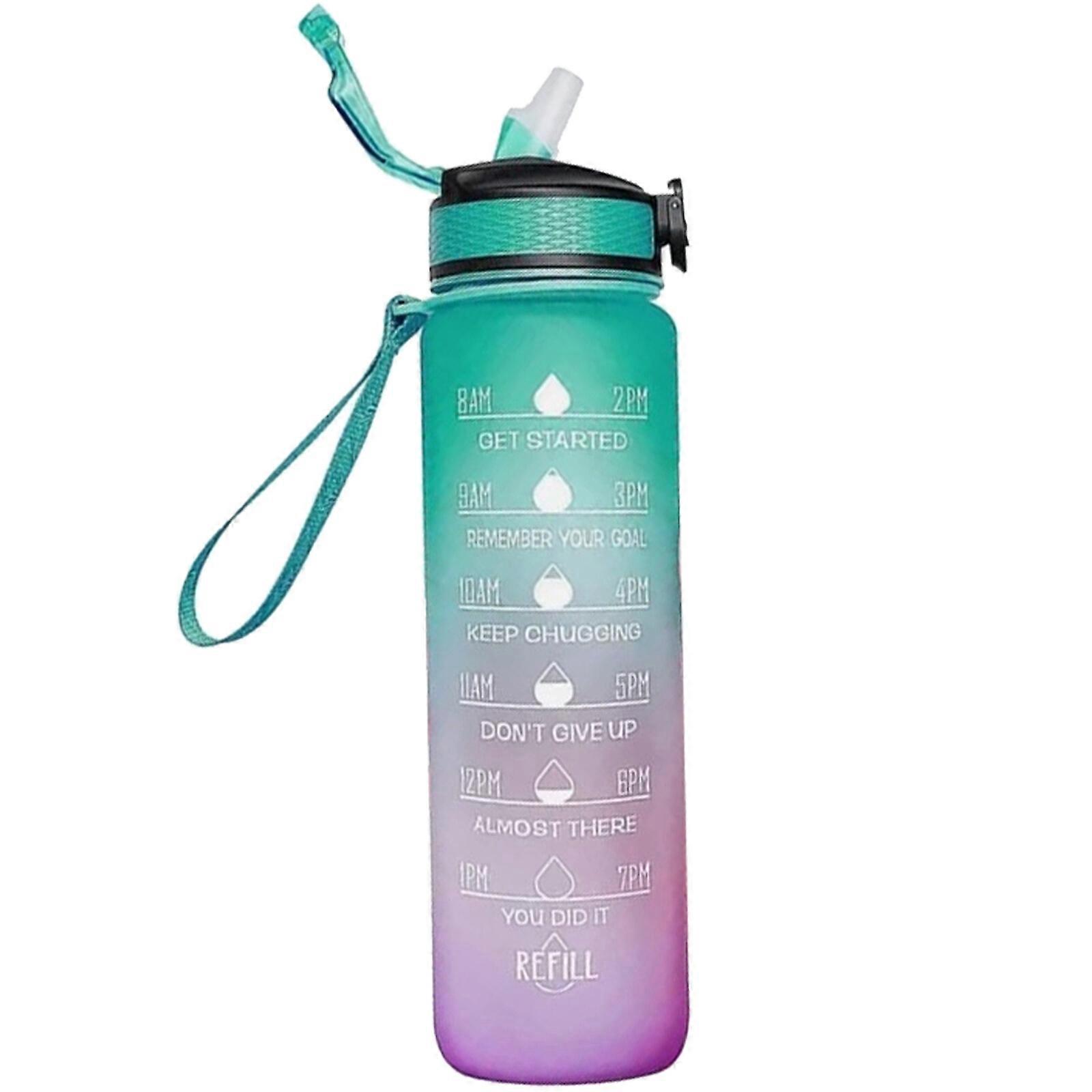 New Upgrade Motivational Water Bottle With Time Marker, Squeezing Ejection Opening BPA Free With Leakproof Wide Mouth, Fashion Fast Water Flowing For