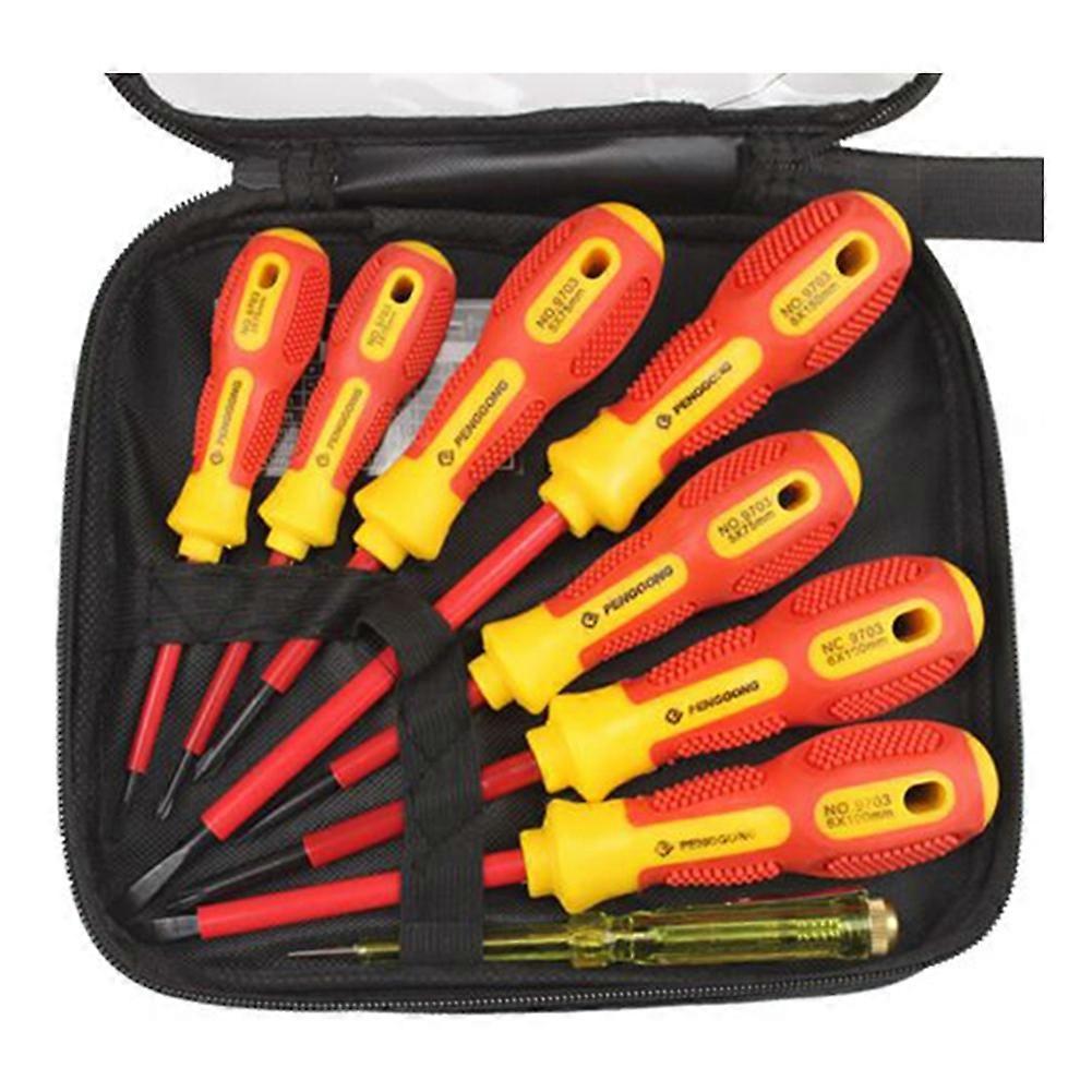 6/7/8Pcs High Voltage 1000V Slotted Cross Insulated Electrician Screwdriver Kit JIKAIX