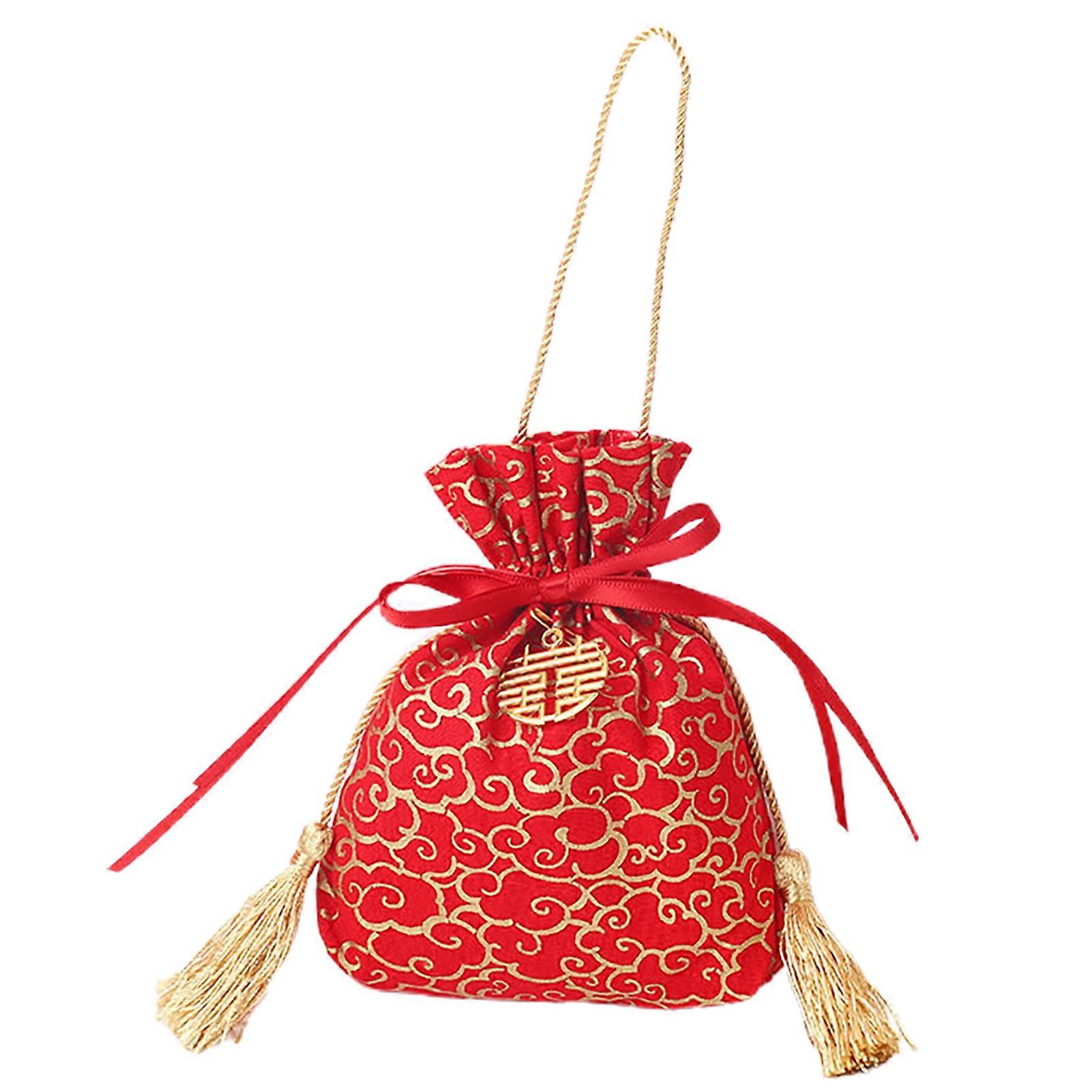 Gift Bag with Drawstring Multifunctional Fabric Strong Load-bearing Candy Pouch for Wedding Qinhai
