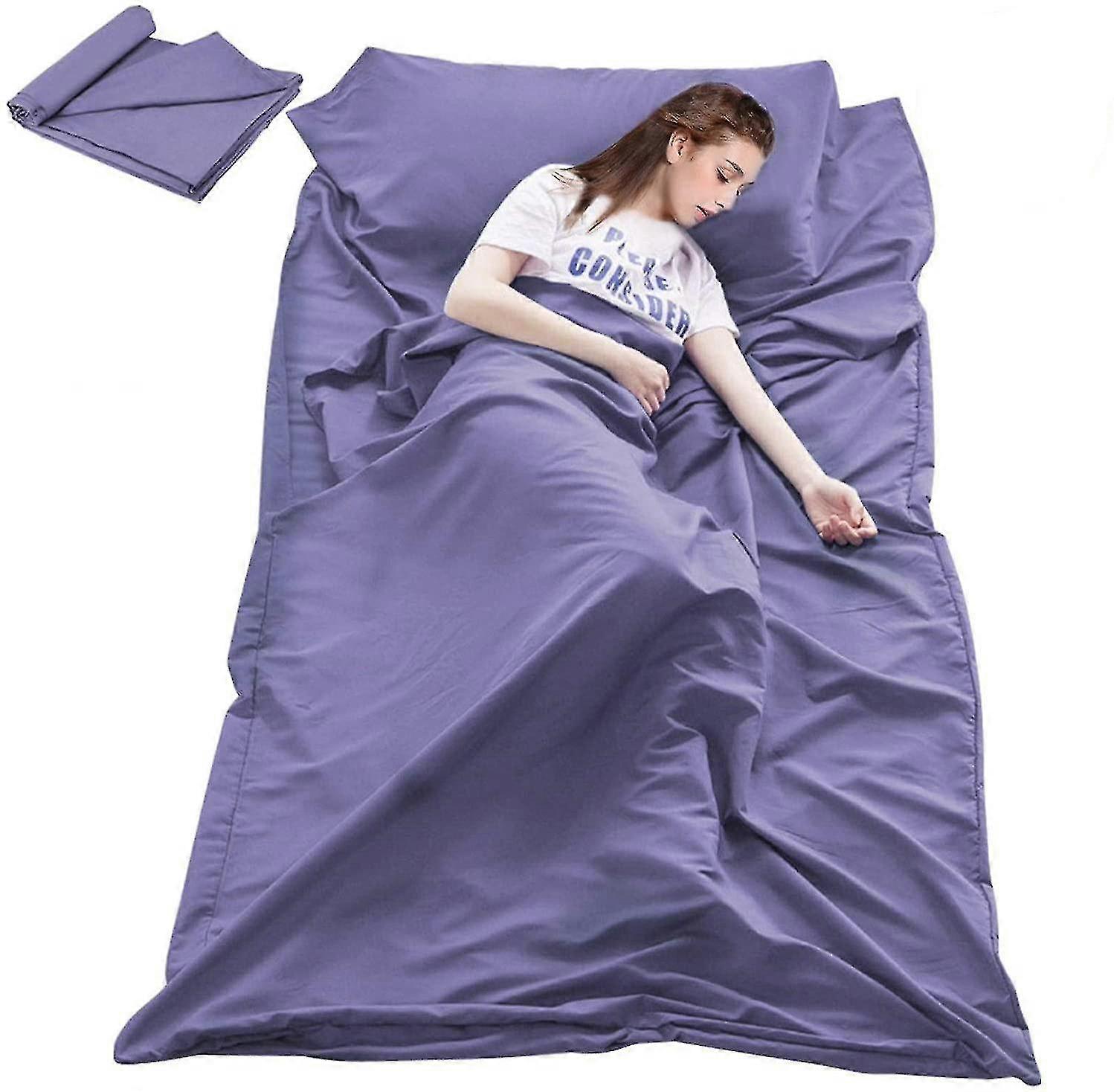 Saco de dormir Liner Travel Camping Sheet Saco de Dormir Leve-82.7 * 63 polegadas cinza azul