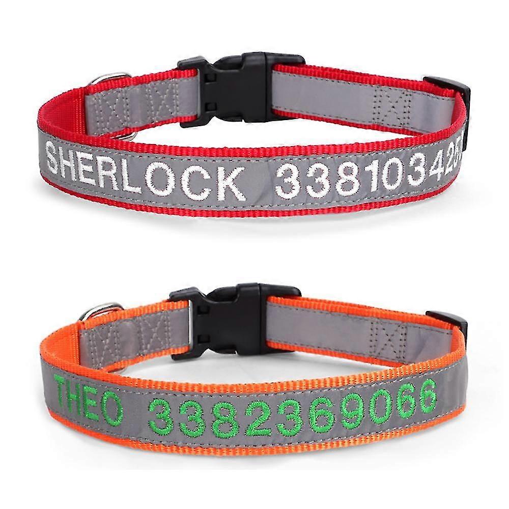 sysy Personalized Reflective Dog Collars, Custom Engraved with Name and Phone Number, Adjustable Dog