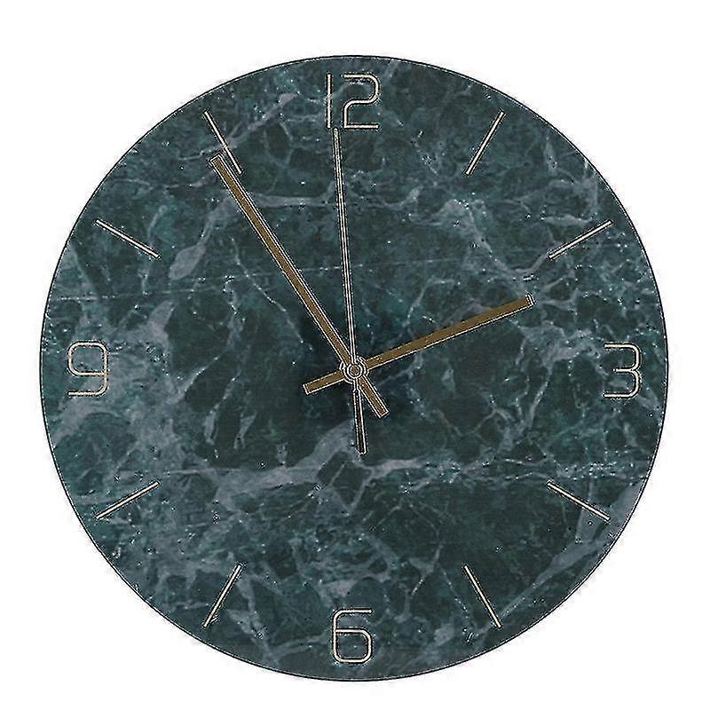 Modern Wall Clock Round Shape Marble Texture Acrylic Clock Bedroom