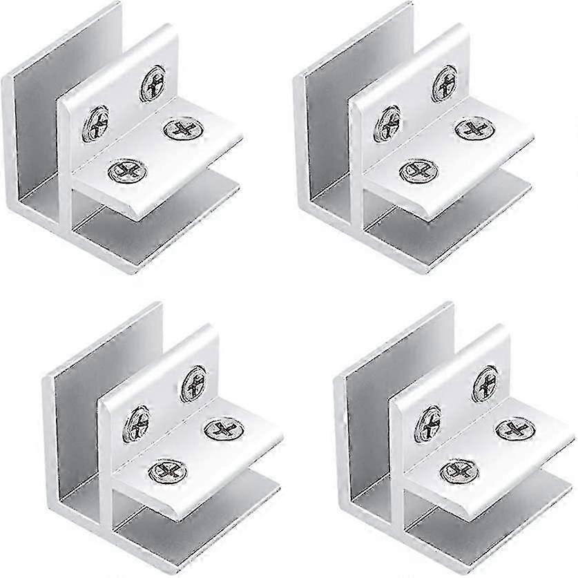 مجموعة من 4 أقواس المشبك الزجاج قابل للتعديل الفضة 90 درجة الألومنيوم المشبك حامل لسمك 10-12mm