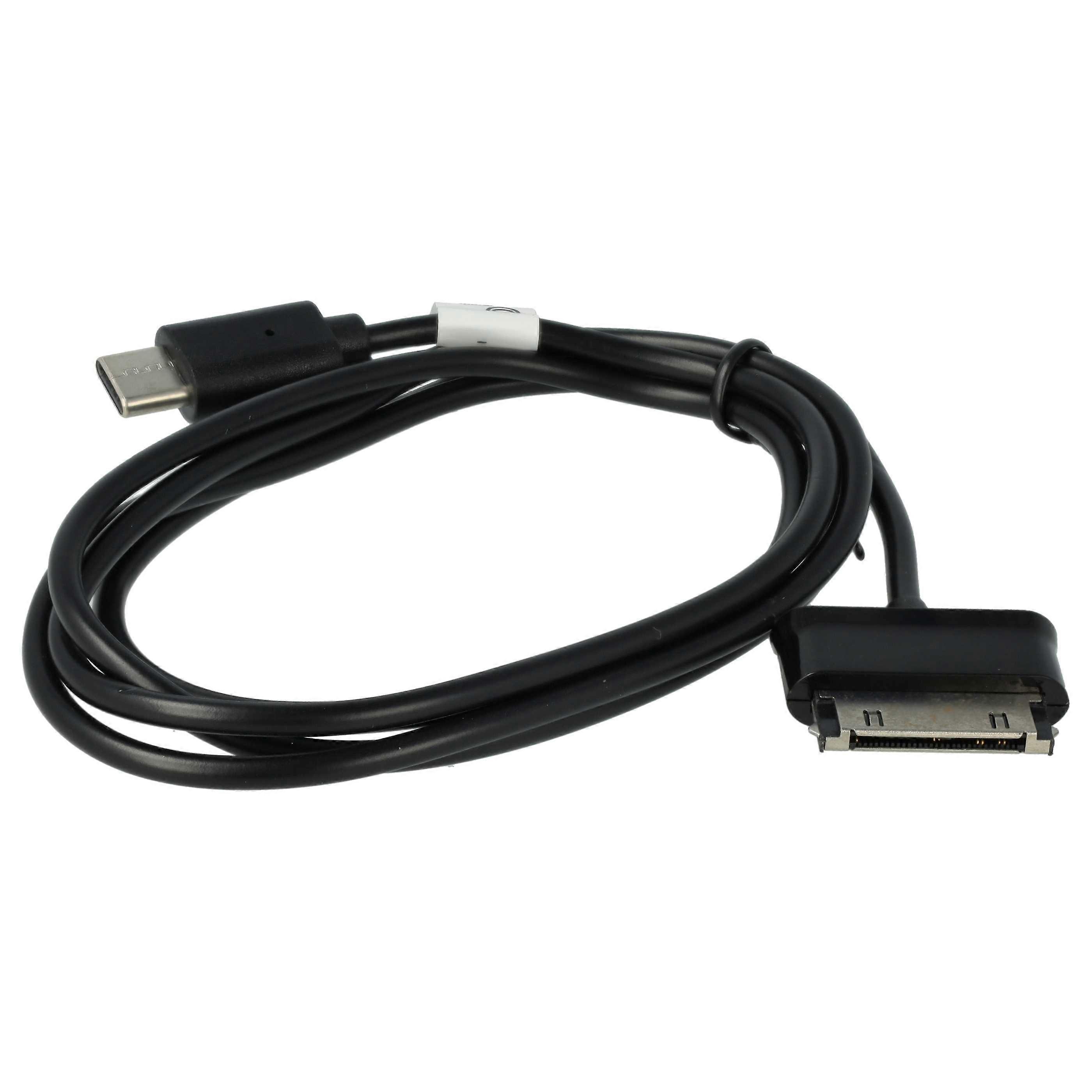 Cabo de carregamento VHBW USB-C compatível com Samsung Galaxy Tab 7.0 GT-P1000, Tab 10.1 GT-P7511 101N, Tab 7.0 GT-GT-P6200 Tablet - 100 cm Preto