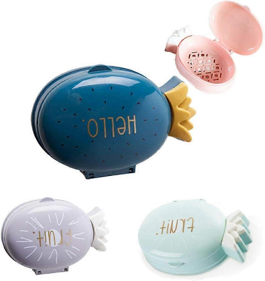 4 Pcs Soap Holder Portable Cartoon Pineapple Soap Box with Lid