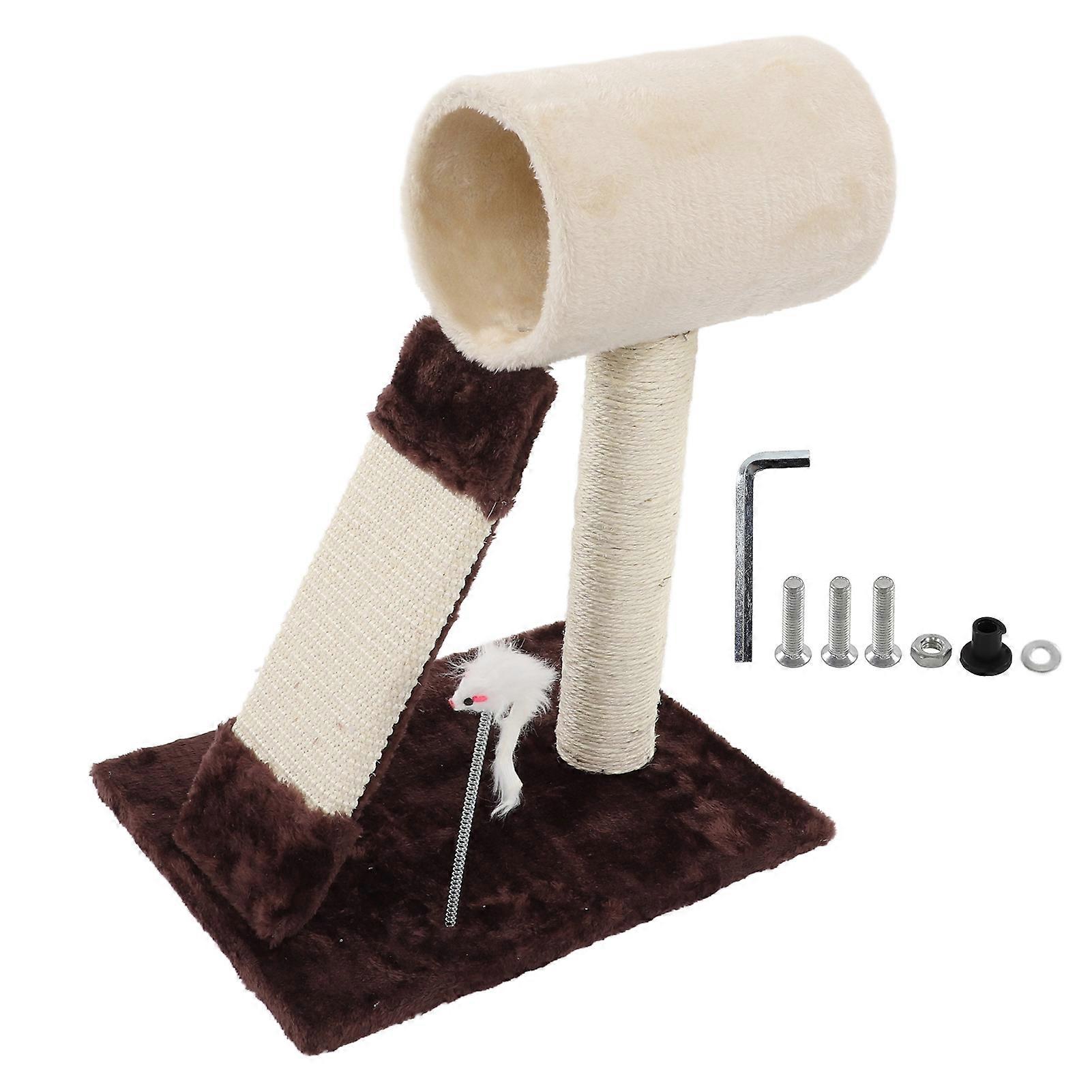 Sisal Cat Scratching Post Claw Grinding Climbing Stable Cat Tree Tower with Mouse Toy for Indoor