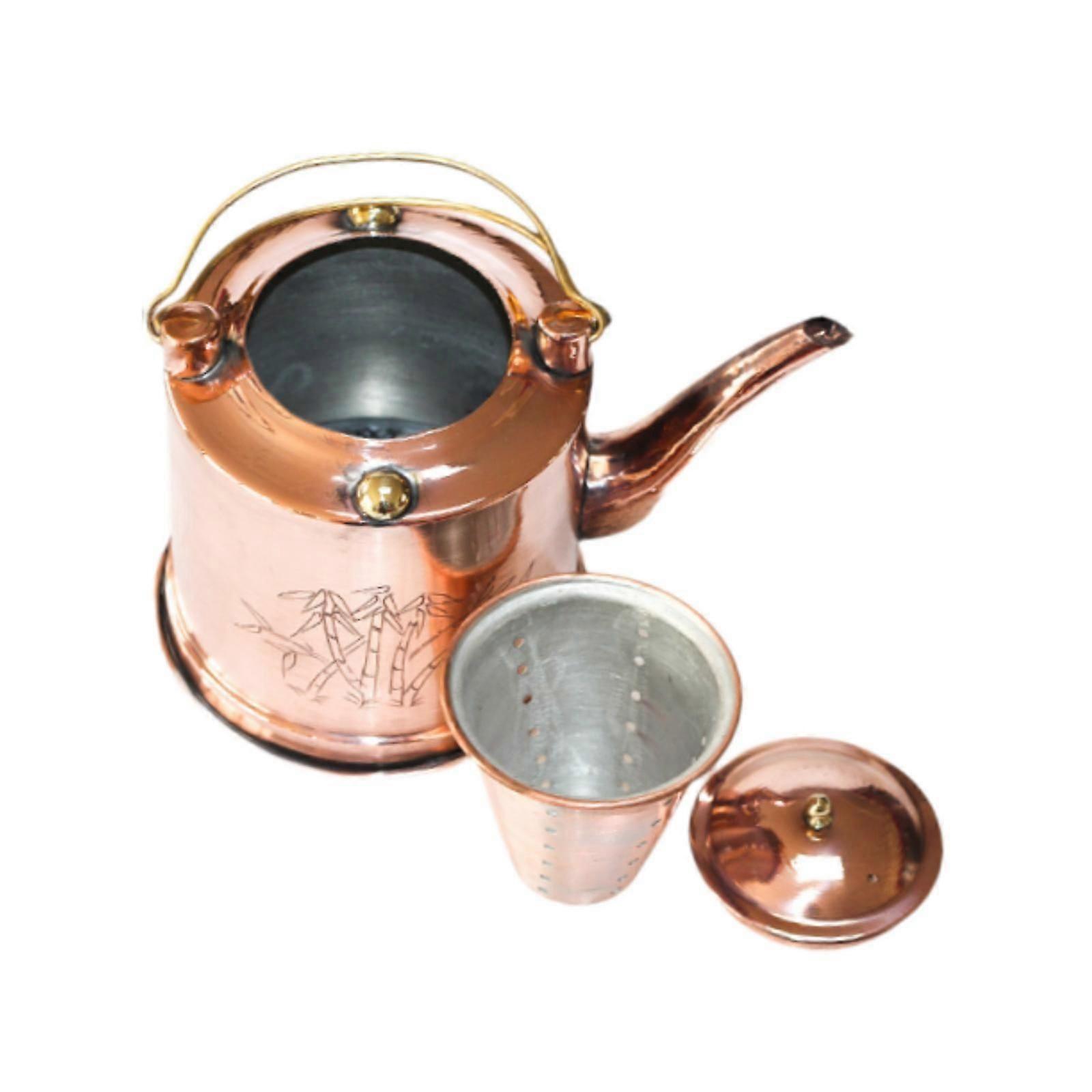 铜茶壶多用途带把手 1.5L 家用茶馆厨房铜色