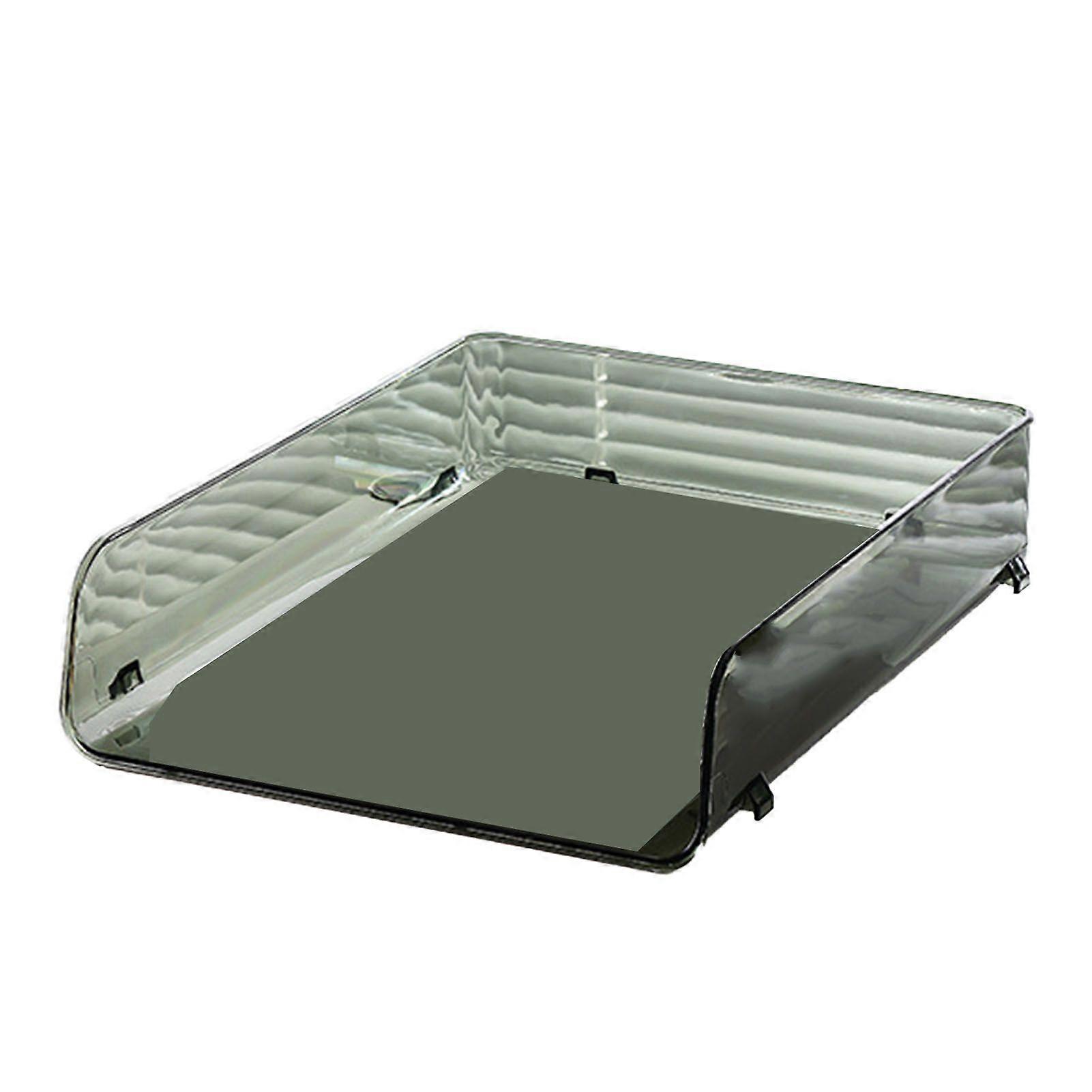 A4 Paper Storage Box Stackable Plastic Large Opening Single Layer Desktop File Organizer for Office Green