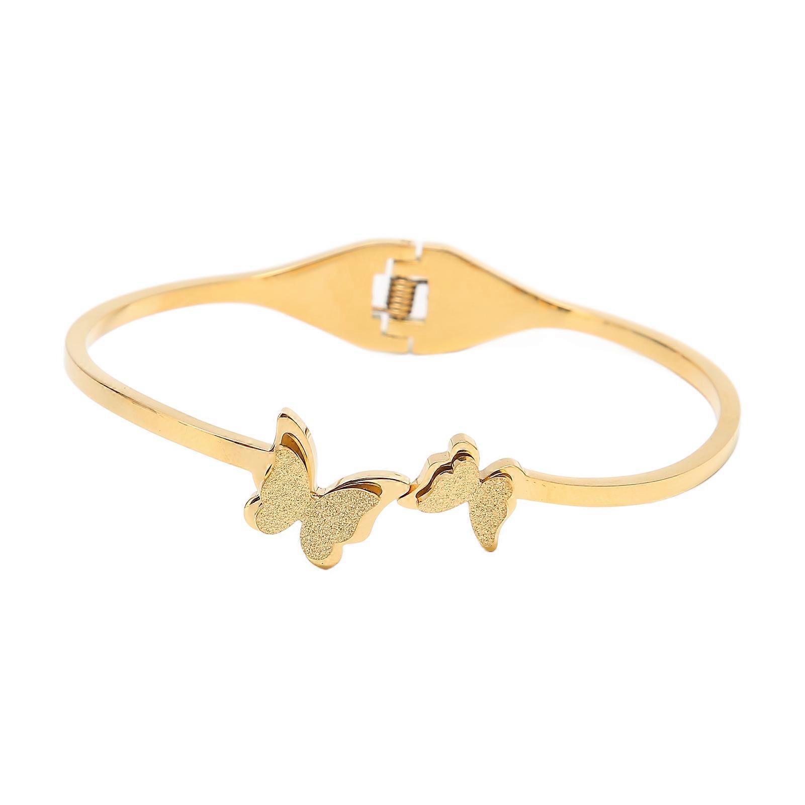 Double Butterfly Bracelet Simple Elegant Stylish Perfect Gift Crafted Exquisite Bangle
