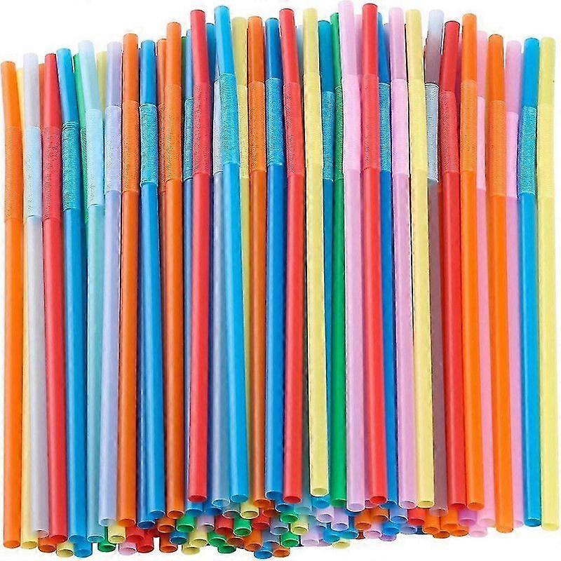 300個の使い捨て飲料ストロー、カラフルで長くて柔軟なベンディストロー(直径0.6cm、長さ26cm)