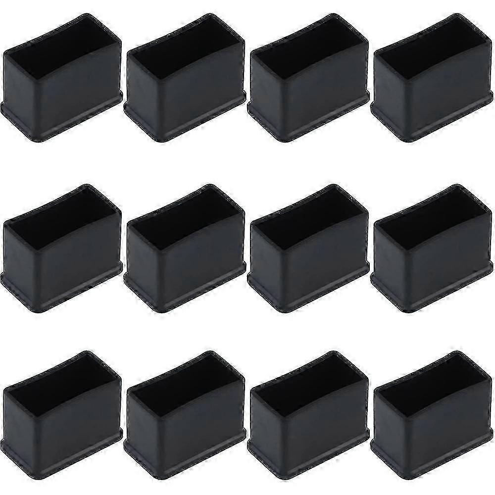12 Pack 15 X 30 Mm Black Rectangular Rubber Felt Table Or Chair Leg Protector Caps KRF