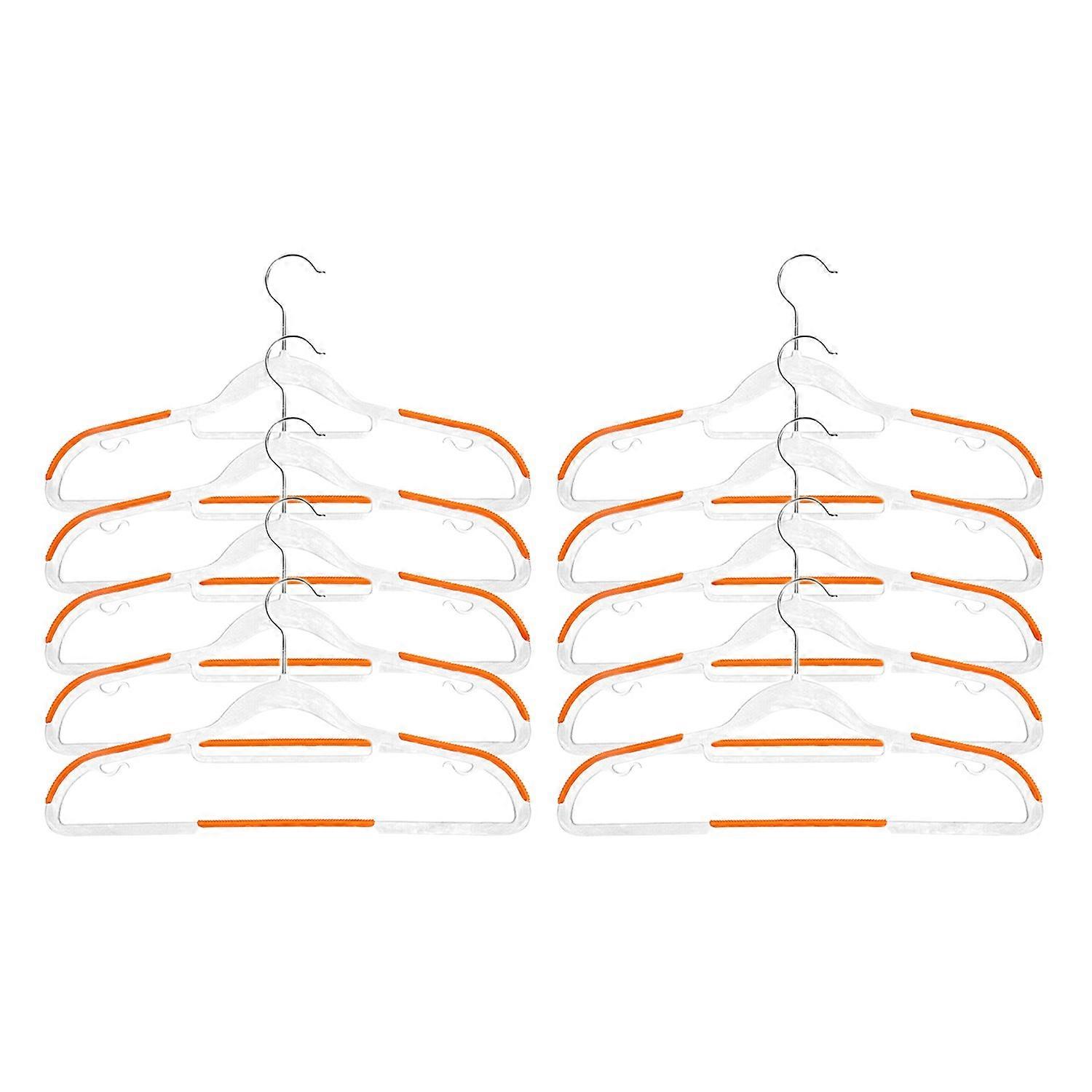 10Pcs/Set Clothes Hanger Contrast Color Non-slip Wet Dry Dual Use Traceless Slim Heavy Duty Clothing