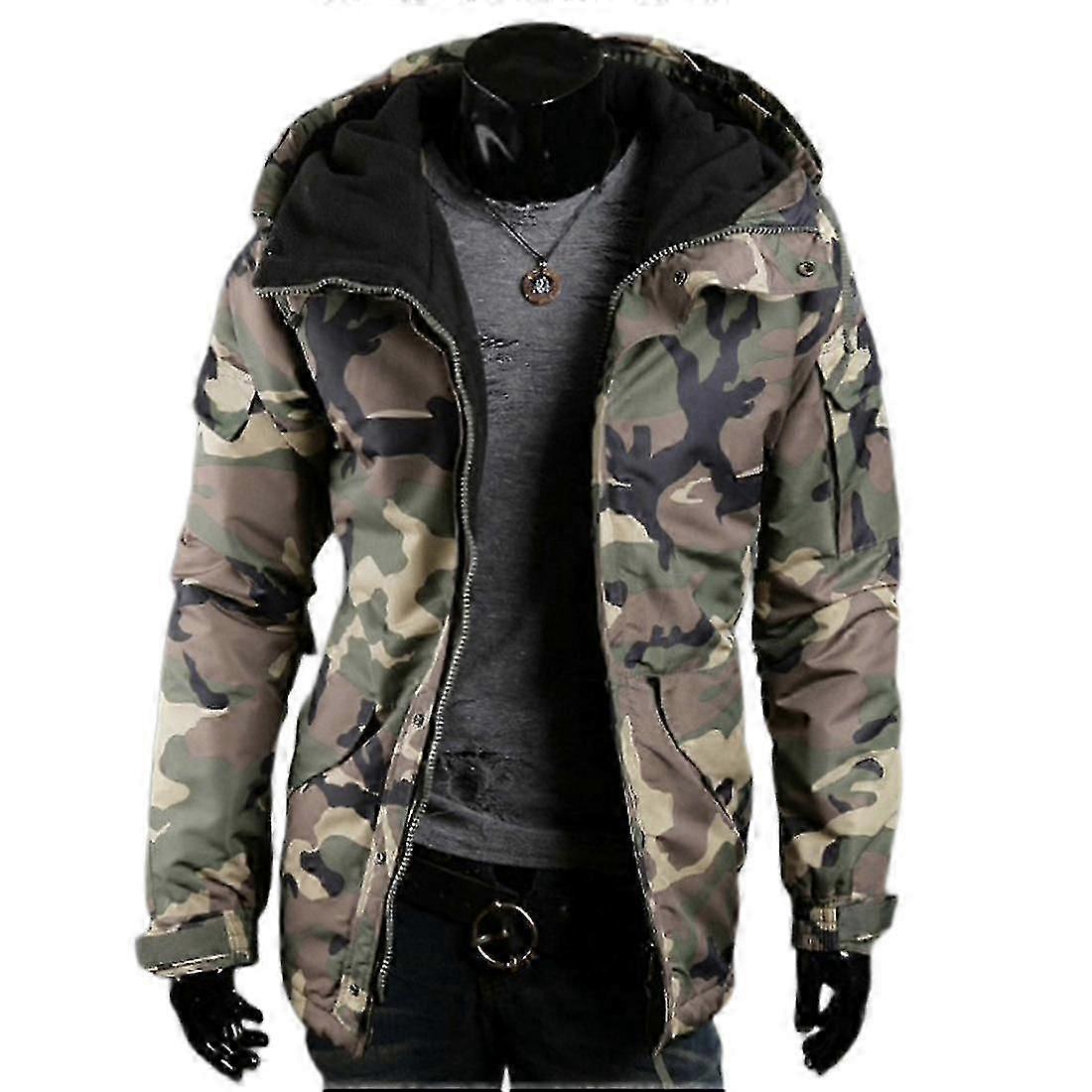 Vinter camo loose fit bomullsjacka för män