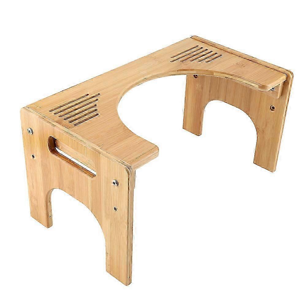 Adjustable Bamboo Non Slip Sit Squatty Toilet Stool Chair