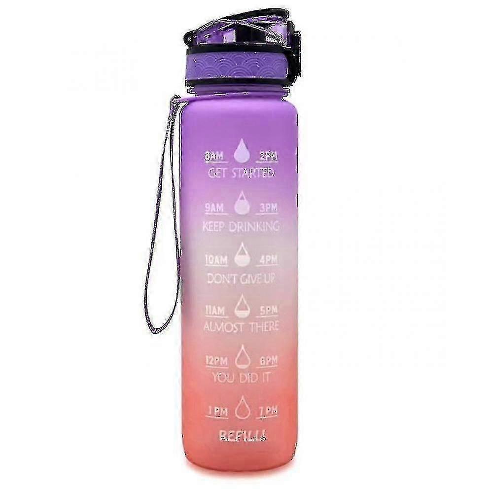 Gradient Frosted Travel Cup 1000ml Space Cup Grande Capacité (violetorange)