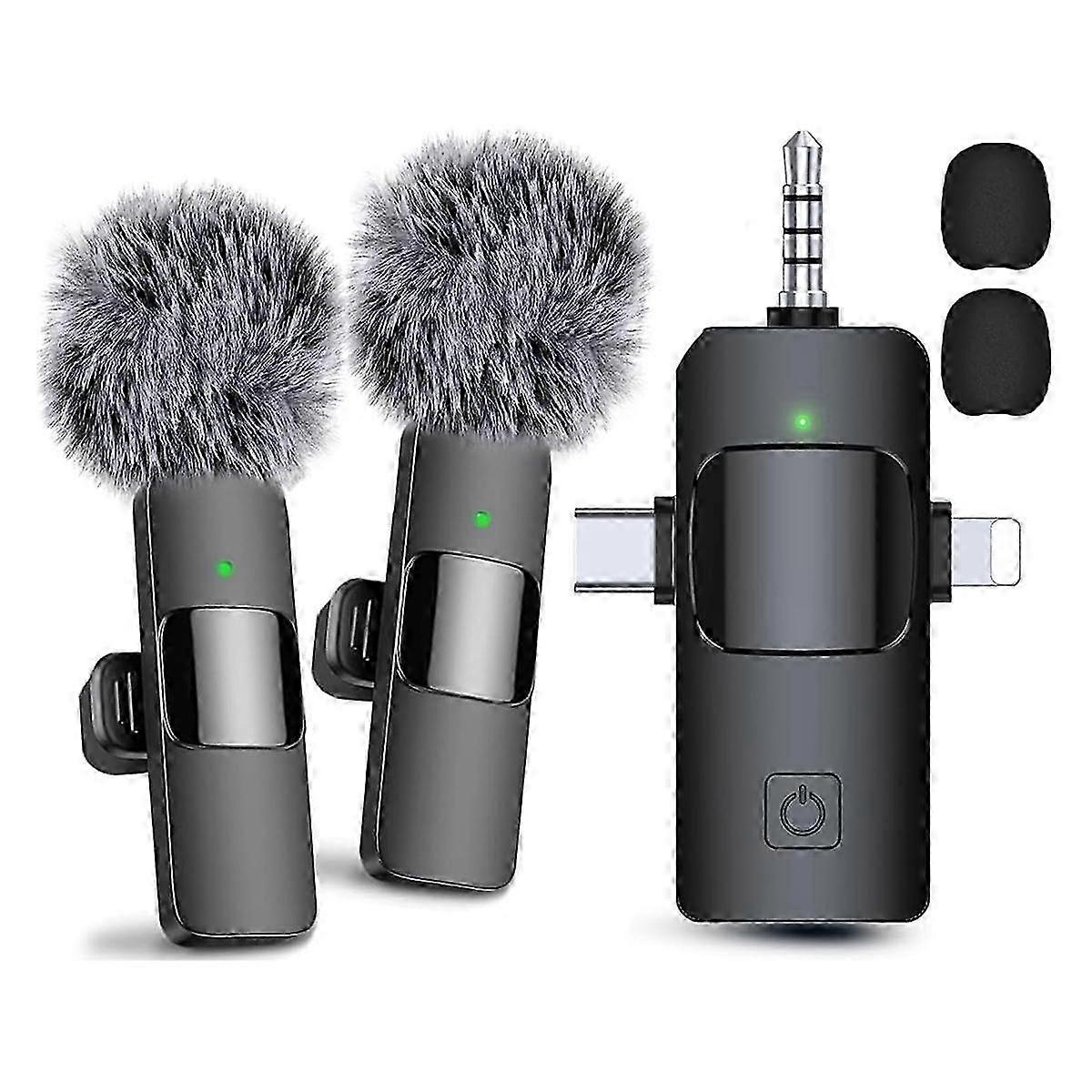 3 in 1 Wireless Lavalier Microphones compatible , Android, Camera, USB-C Microphone, Mini Microphone