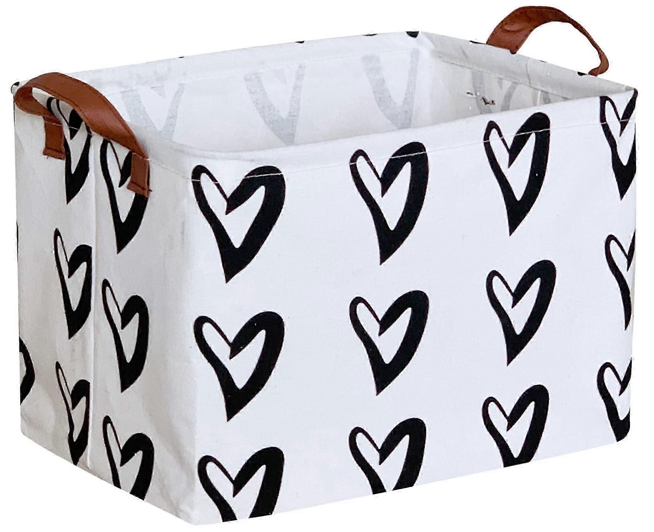 Heart Basket, Cute Pattern Storage Bin, Collapsible Box with Handles_SZXM