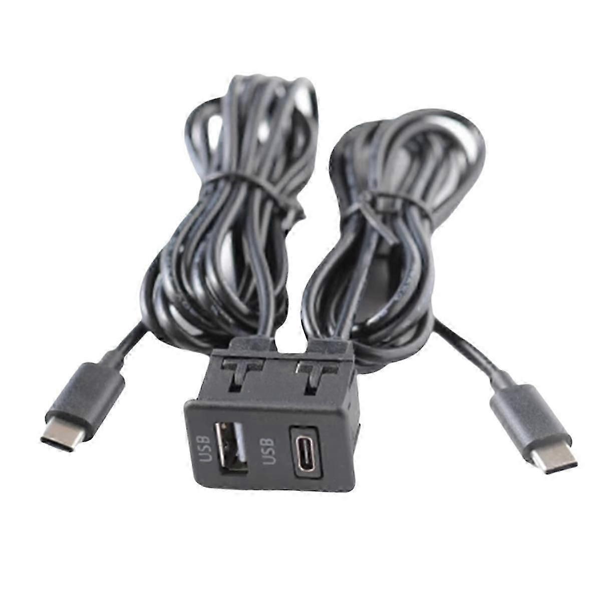 Car Android Navigation Machine Double TYPEC Input to USB+USBC Interface Panel Extension Cable Adapt