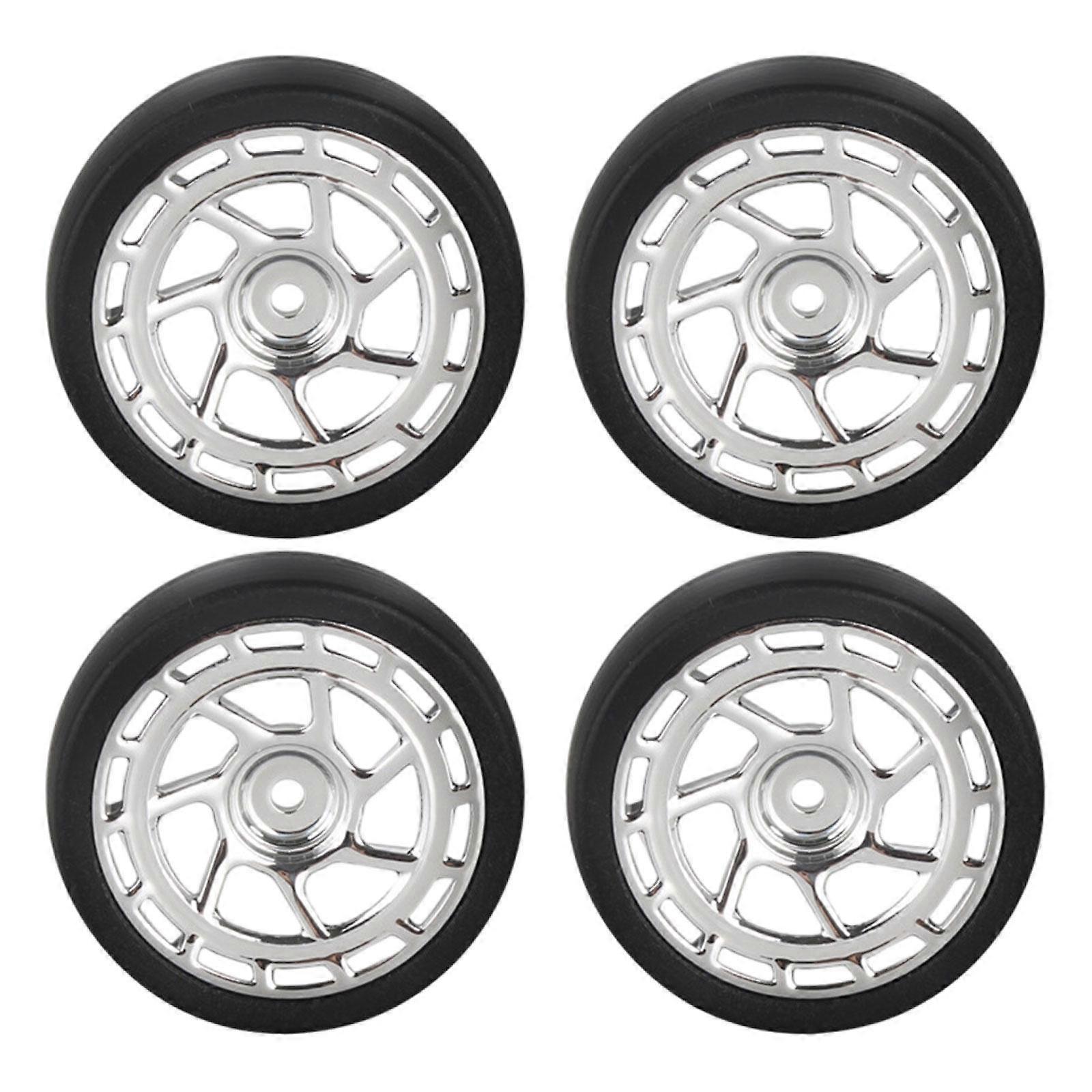 4 Pieces RC Car Drift Tires Wheel Rim and Tires Set Replacements for 1:18 Scale