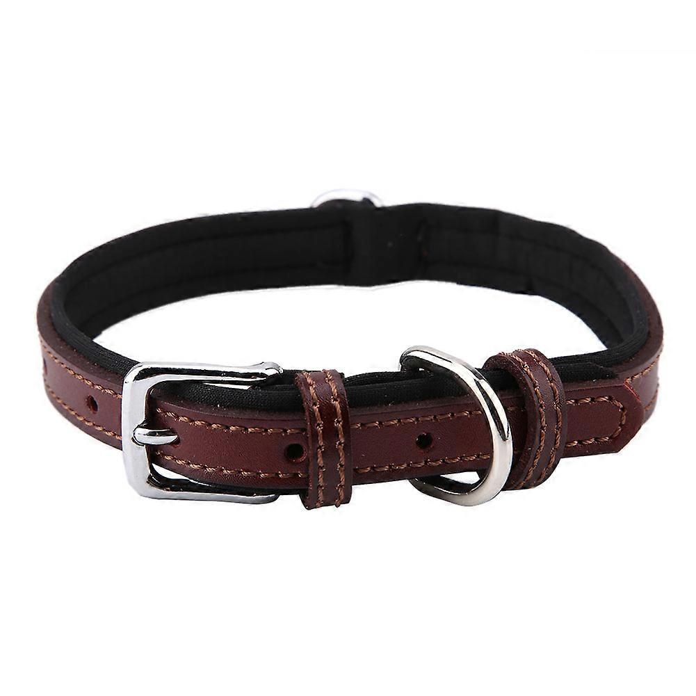 Adjustable Soft PU Leather Dog Collar with Diving Cloth Lining for Small to Medium Pets