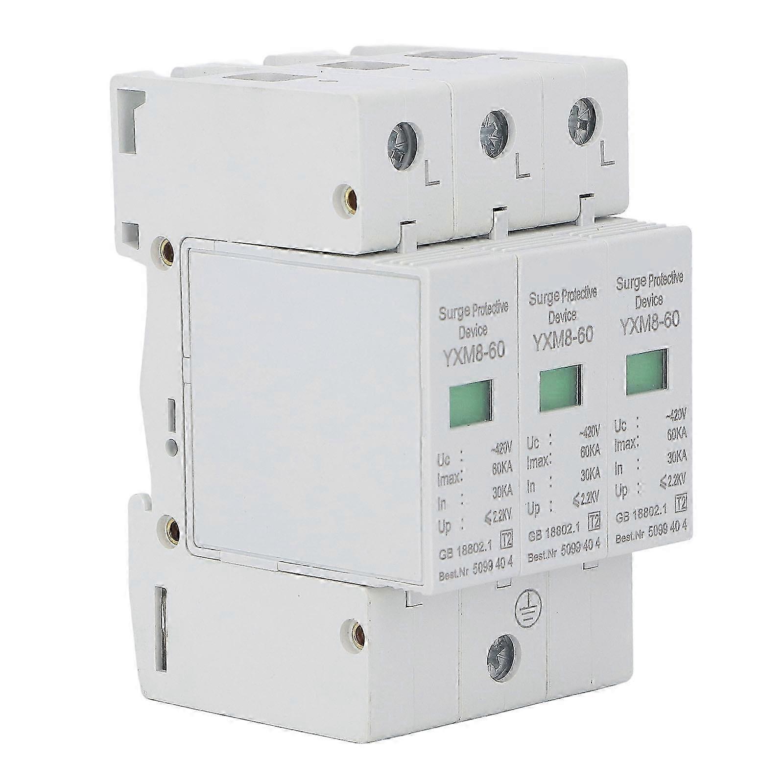 3P Surge Protective Device Flame Retardant PC Material Voltage Protection Arrester Module 60KA 420V