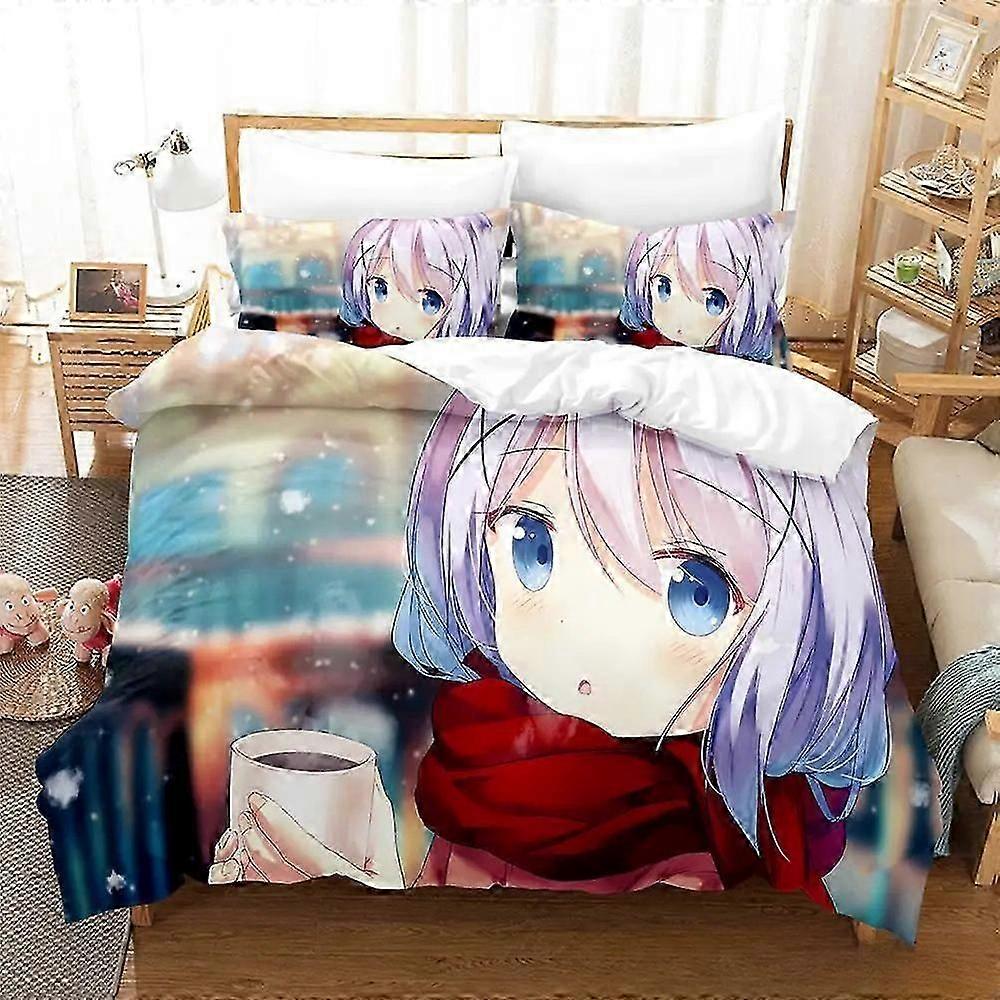 a907 Lençóis É a ordem de um coelho Conjunto de Cama Solteiro Twin Full Size Conjunto de Cama Adulto Kid Quarto Conjuntos de Edredão Anime Menina Lençóis iip907
