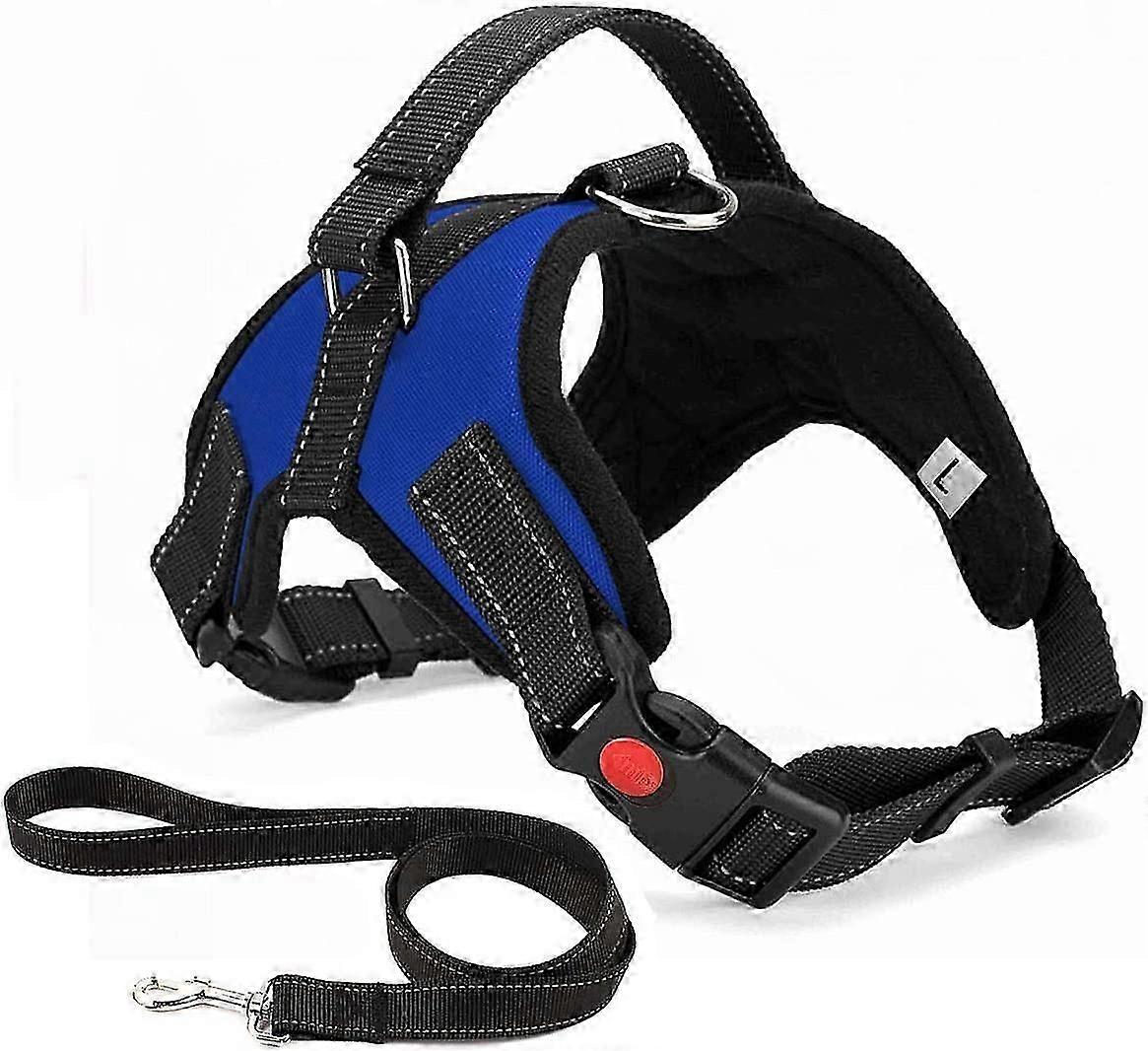 No Pull Dog Harness, Breathable Adjustable Comfort, Free Leash Included, for Small Medium Large Dog, Best for Training Walking (XL, Blue) Blue XL