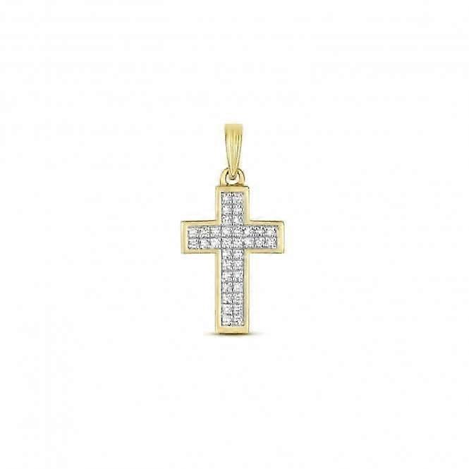 Diamond Jewellery 9ct White Gold Diamond Cross Pave Set Pendant PD120