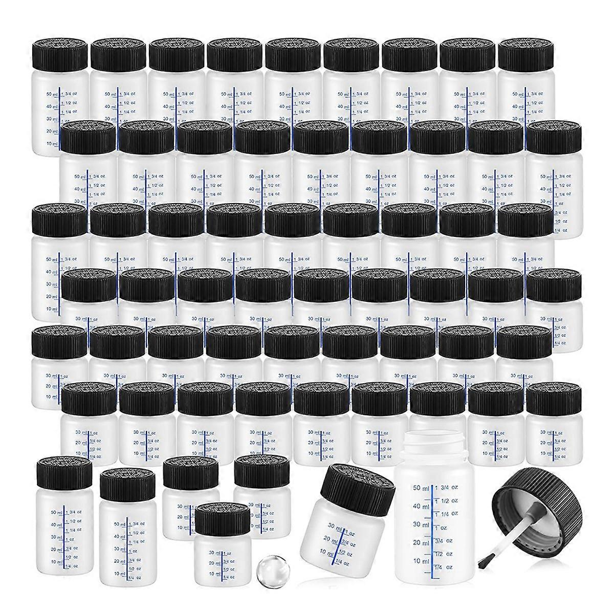 60 Pcs Touch Up Paint Bottles with Applicator Brush and Lids 2 Oz and 1 Oz Liquid Capacity Plastic f
