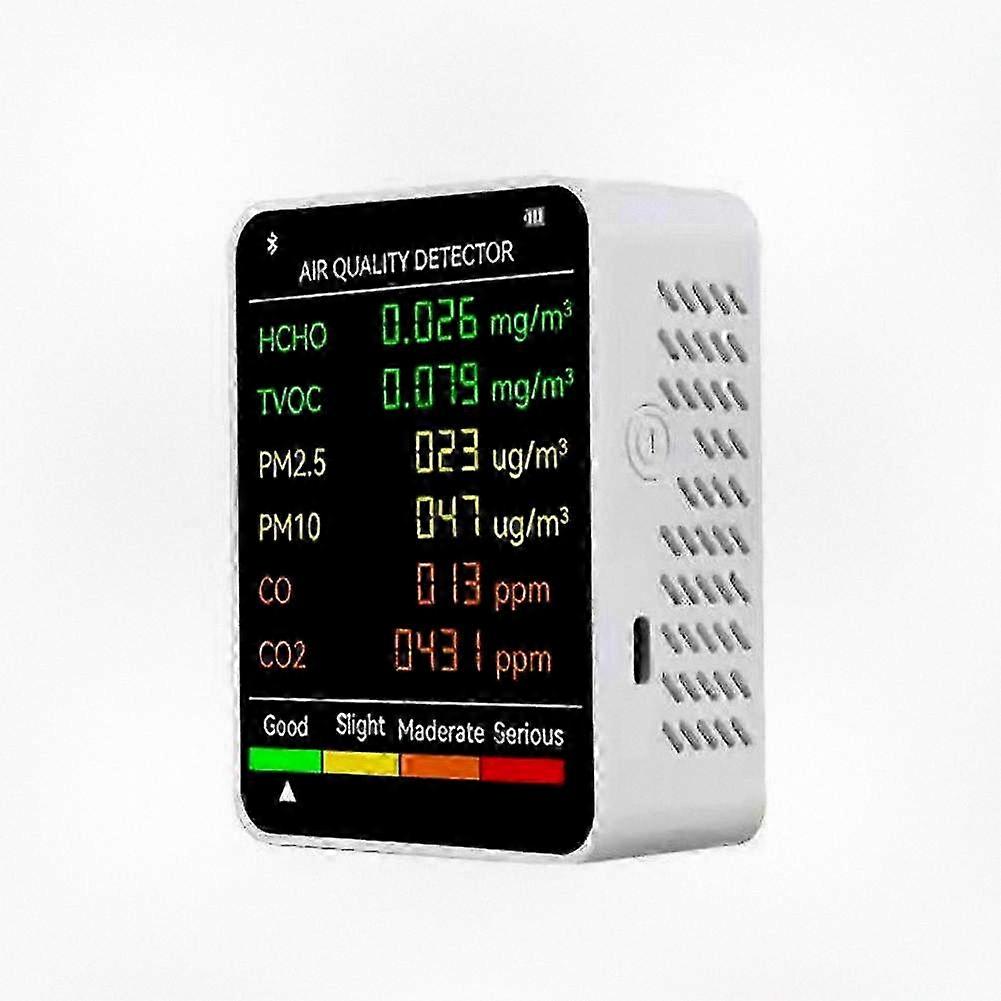 6-in-1-Mehrzweck-Luftqualitätsmessgerät mit CO2- und Formaldehyd-Erkennung, großem LCD-Display