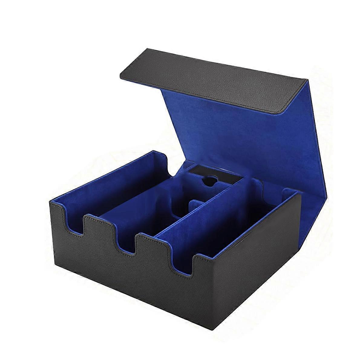 for Trading Cards, Magnetic Closure TCG Storage Box black+blue