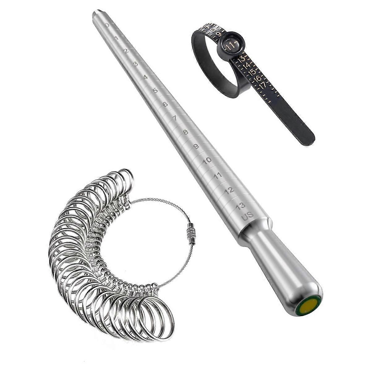 Ring Sizer Measuring Tool Set with Magnifying Glass, Integrated Conical Solid Ring Mandrel Sizer Too