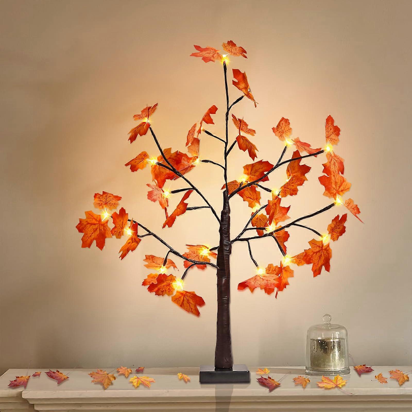 Artificial Lighted Maple Tree with 25LED Timer Function Warm White Light for Indoor Outdoor Decoration 2FT