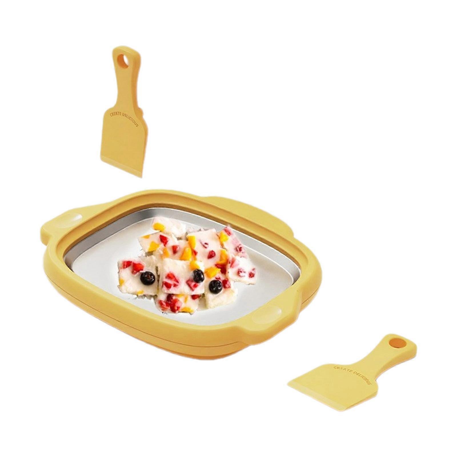 Instant Ice Cream Maker for Making Soft Serve Ice Cream Slushies Freeze Yogurt Rolled Ice Cream Machine Homemade Yellow