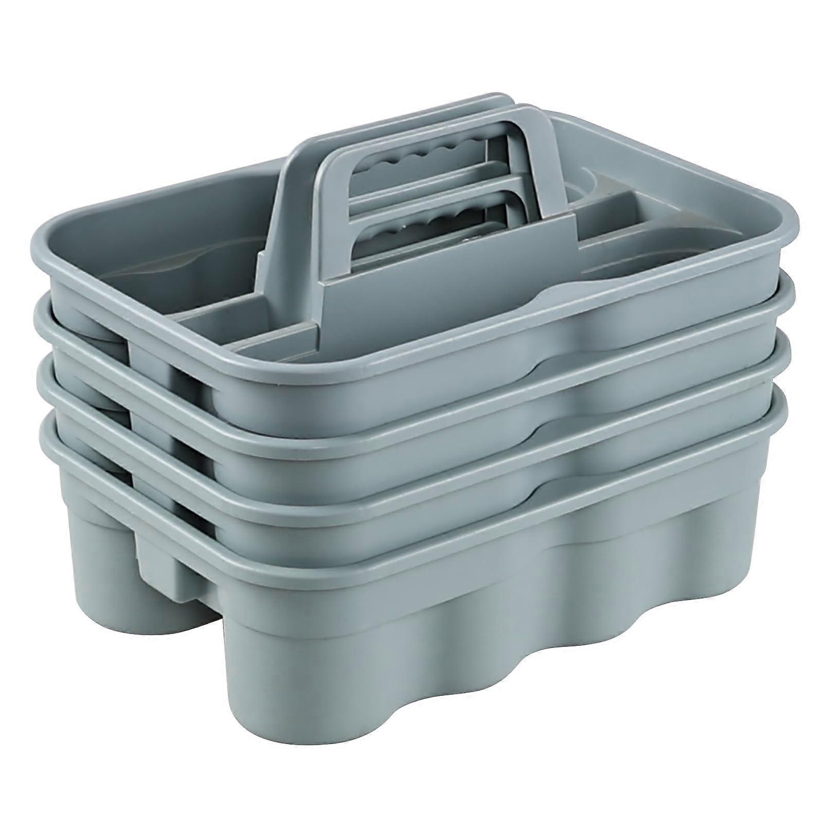 4 Pack Gray Plastic Carry Caddy Cleaning Tool Caddy