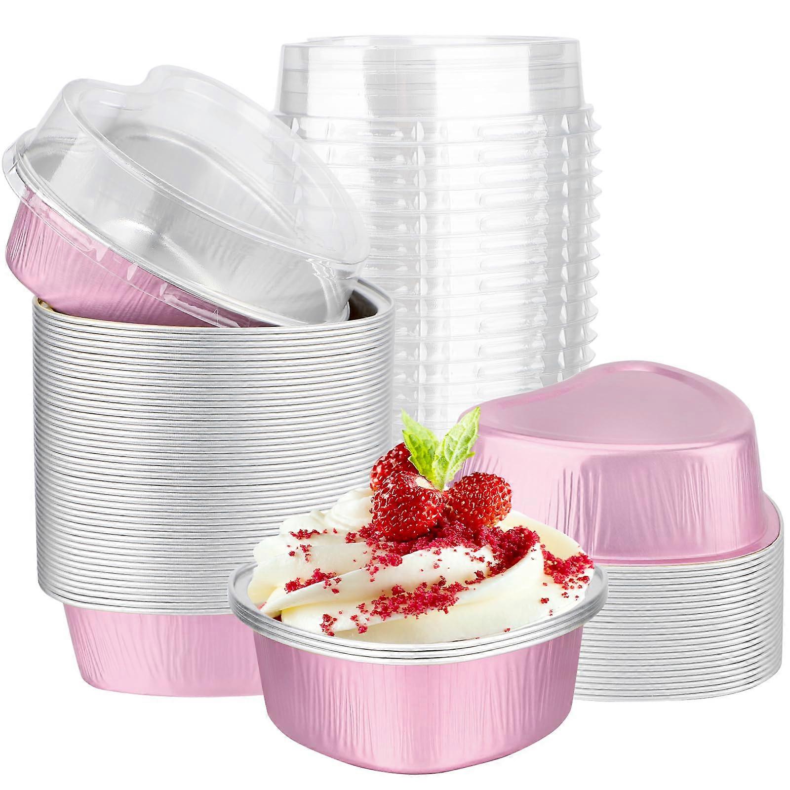 50 pcs Pink Foil Baking for Cups Wedding Party 3.4oz