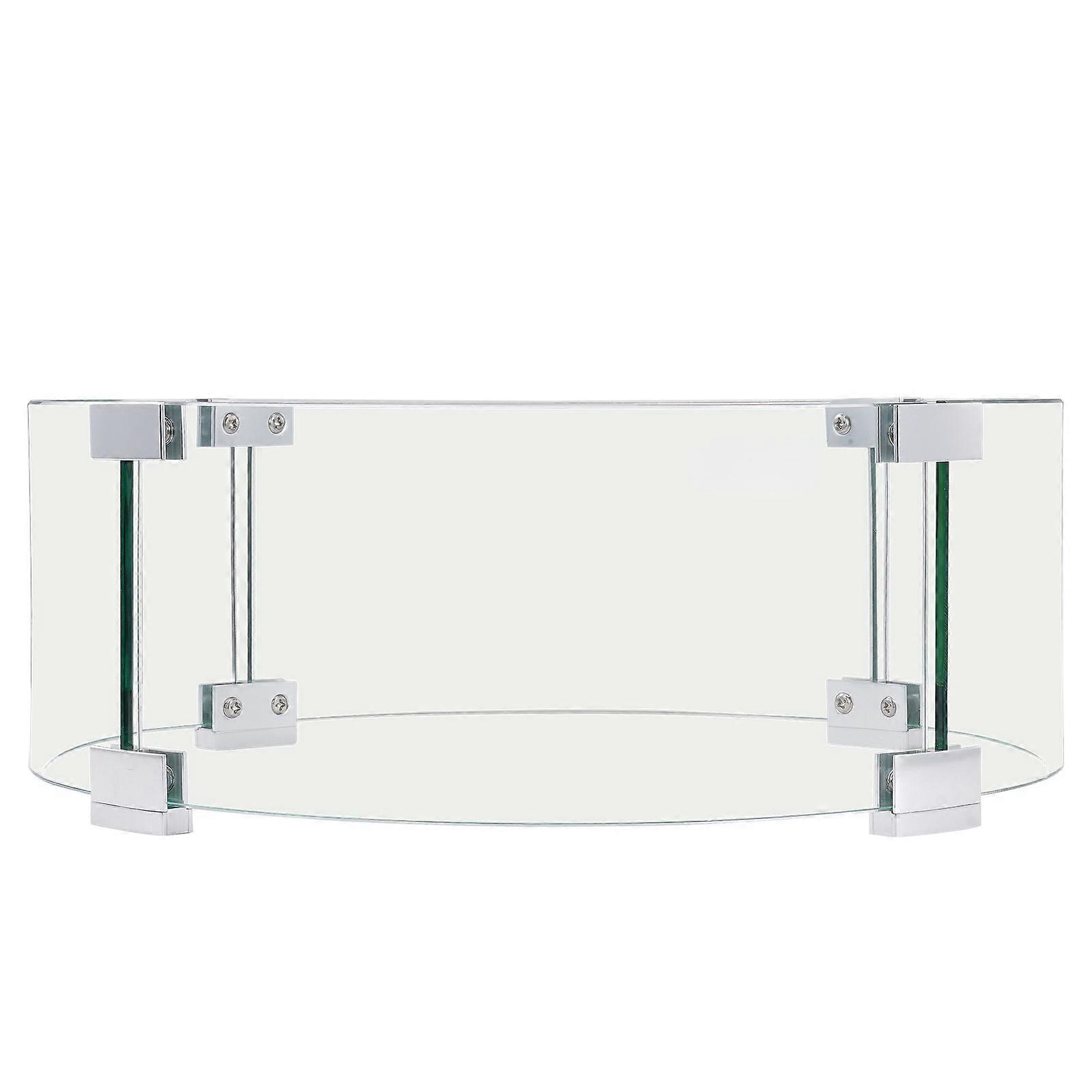 Pare-vent de foyer, pare-flammes en verre 26 x 26 x 6 pouces, bouclier en verre rond, table de foyer de 1/4 pouce d’épaisseur, pare-flammes en verre trempé transparent