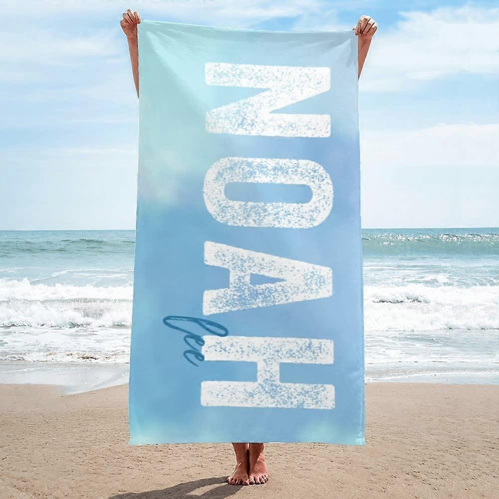 Signature Style Beach Towel Custom Towel with Name for Beach Pool Summer Fun Kid Adult Couples Gifts (Blue)