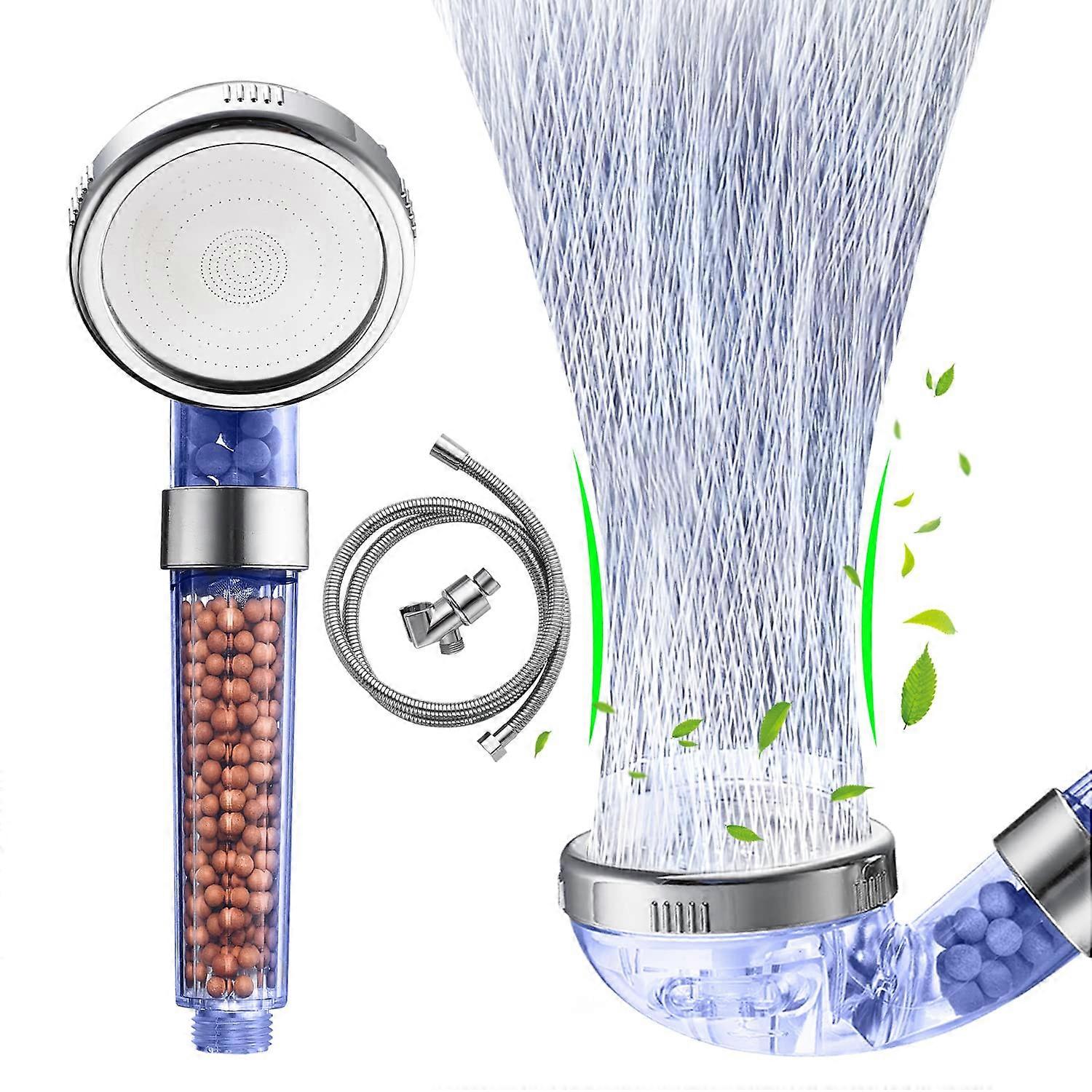 High Pressure Shower Head with Ionic Filter, Turbo Vortex Water Saver, 3 Spray Modes, Easy Installation