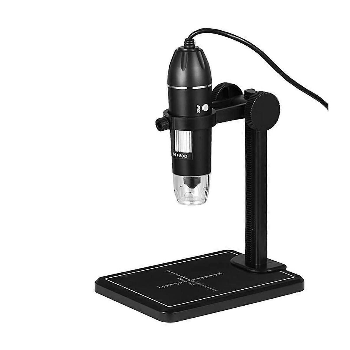 Lab Microscope Accessories 1600X Digital Microscope 3in 1 Electronic Microscope 8 LEDs 2MP with Lift Stand X4 USB Zoom Camera(Black)