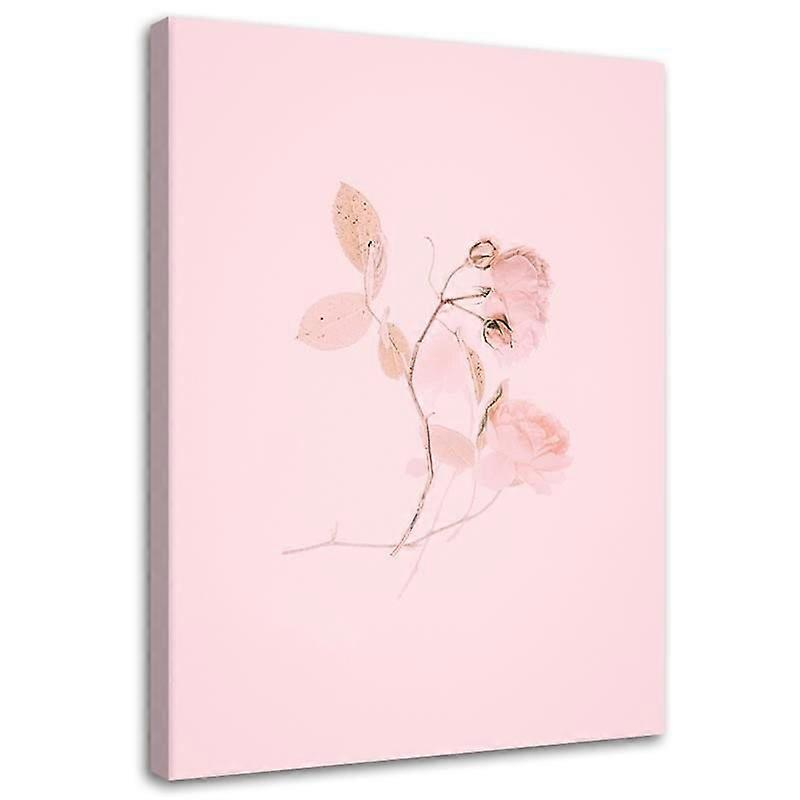Impression sur toile, Fleur rose minimaliste - 80x120