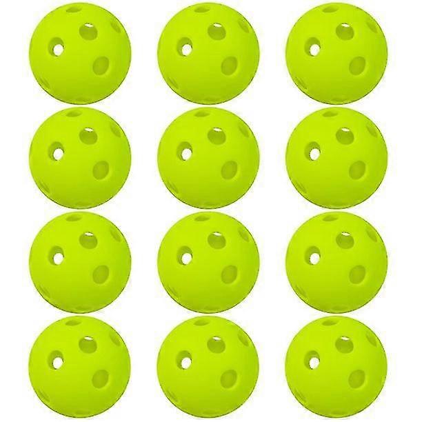 Indoor Pickleball Balls 12-Pack with 26-Hole Design for Durable Practice