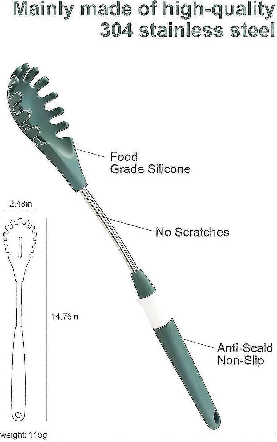 Pasta Spoon Fork, Spaghetti Server Utensil, Silicone Noodle Grabber